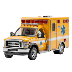 Realistic 3D Render of a Bright Yellow Toy Ambulance Model for Creative Projects and Kids' Playtime