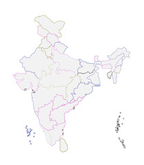 Clean vector outline map of India with clear state borders, perfect for educational, business, and geographic use in design, print, and web projects.