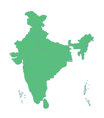 Fototapeta premium Clean vector outline map of India with clear state borders, perfect for educational, business, and geographic use in design, print, and web projects.