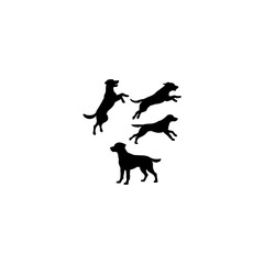 Dog and puppy silhouette set. dog and puppy different breed. greyhound, pug, shepherd, French bulldog and others isolated farm animal silhouette icon,