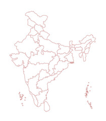 Clean vector outline map of India with clear state borders, perfect for educational, business, and geographic use in design, print, and web projects.