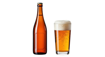 Isolated Beer Bottle and Glass