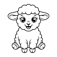 Fototapeta premium Adorable Cartoon Lamb Illustration of a Cute Lamb with Big Eyes Smiling Happily, Perfect for Children's Books and Educational Materials