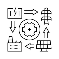 smart grid industry line icon vector illustration