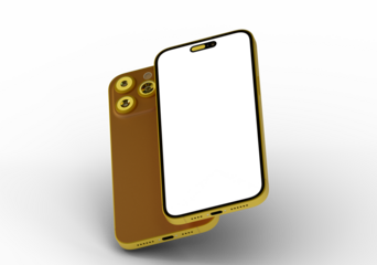 High-quality image of a brown and gold iPhone mockup. Perfect for app presentations, website banners, or social media.