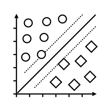 support vector machine svm line icon vector illustration
