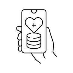 smartphone with health data medicine line icon vector illustration