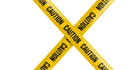 Caution Tape Cross: Two vibrant caution tapes, marked with the stark message, cross to create an arresting visual that instantly signals alert and underscores the concept of boundaries or danger.