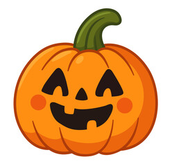 Cartoon Halloween carved pumpkin with smiling face. Funny illustration