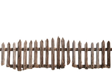 Weathered wooden picket fence stretches across the image