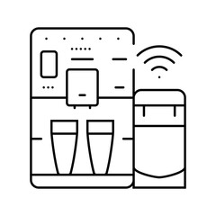 coffee machine smart home line icon vector illustration