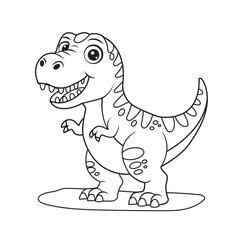 Cute dinosaur coloring book for kids. A hand-drawn tyrannosaurus isolated on a white background. Vector illustration
