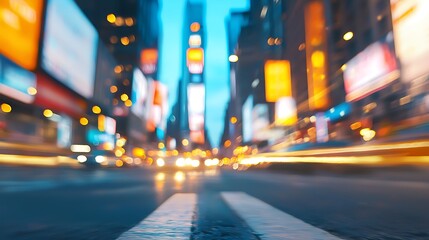 Blurred cityscape at night with streaking lights