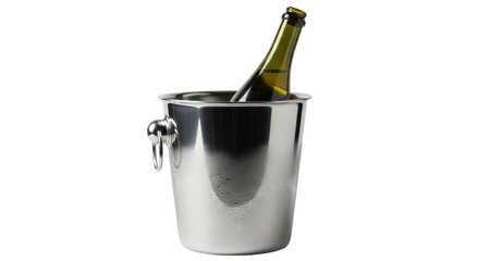 Isolated Champagne Bottle in Ice Bucket