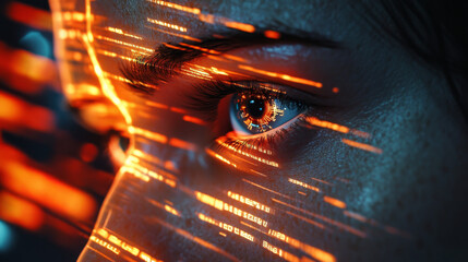Futuristic Cybernetic Eye with Digital Data Streams