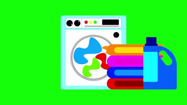 Washing machine animation as a concept for home cleaning services and laundry services.
