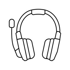 headphones with microphone auto tainment line icon vector illustration