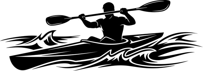 Rower Silhouette in Single Scull