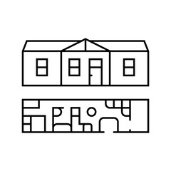 single wide trailer mobile home line icon vector illustration