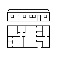double wide trailer mobile home line icon vector illustration
