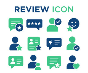 Review and Feedback Icon Set  Rating, Testimonial, Satisfaction, Comment, Customer Opinion and Like Solid Vector Icons Collection