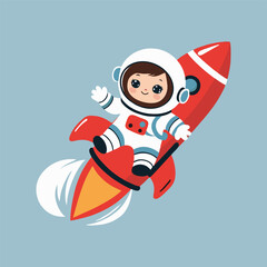 A joyful astronaut riding a pencil rocket that leaves a trail of musical notes, exploring a colorful universe filled with dancing planets and cheerful clouds.