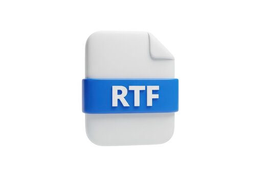 Rendered rtf file format symbol isolated on transparent background