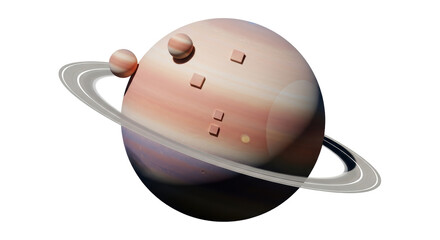 Isolated Fictional Planet with Rings