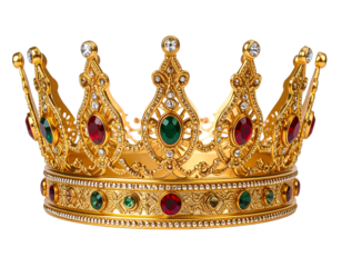 Ganesh Crown Ornament – Ornate golden crown with red and green gemstones