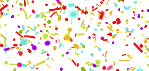 Fototapeta premium Bright, festive confetti falling on white. Perfect for party invitations, banners, and more!