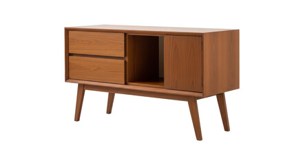 Isolated Wooden Console Table with Drawers and Sliding Door