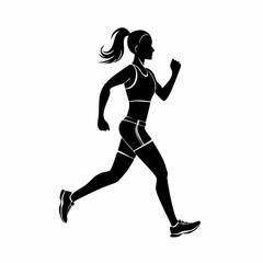 Obraz premium Female Marathon Running Silhouette vector image on white background.