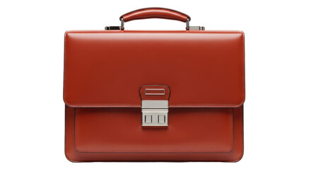 Isolated Brown Leather Briefcase with Metal Clasp