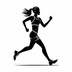 Obraz premium Female Marathon Running Silhouette vector image on white background.