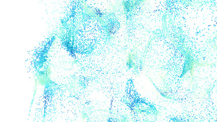 High-resolution stock photo of abstract blue and green particle scatter on white background. Perfect for design projects