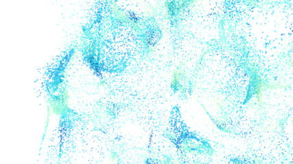 High-resolution stock photo of abstract blue and green particle scatter on white background. Perfect for design projects