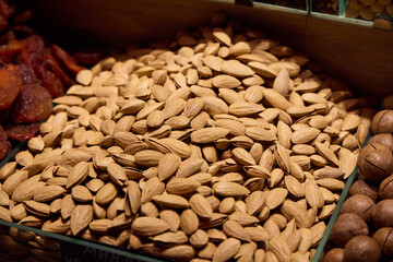 A Beautiful Display of Fresh Almonds at the Local Market is Truly Appealing and Inviting