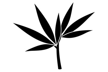 Vector art of black leaf branch isolated on white background, a minimalist botanical design element for natural and organic themed projects and decorations