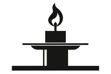 Vector art of candle on a decorative stand isolated on white background, casting a soft glow, symbolizing remembrance, peace, and hope in the darkness