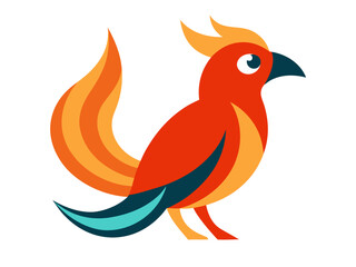 Vector art of stylized phoenix bird illustration isolated on white background, a mythical creature with vibrant colors and a modern, flat design style