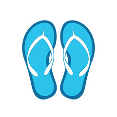 Vector of Bright Blue Isolated Flip-flops, Top Closeup View