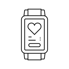 smartwatch heart wearable fitness line icon vector illustration