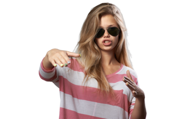 Confident Woman in Sunglasses Expressing Attitude