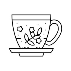 tea herbs meal drink line icon vector illustration