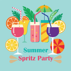 Summer Spritz Party invitation..Hello summer party. Event poster, invitation card.

