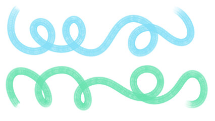 Aesthetic swirly, curly, light blue and mint design with transparent png background 