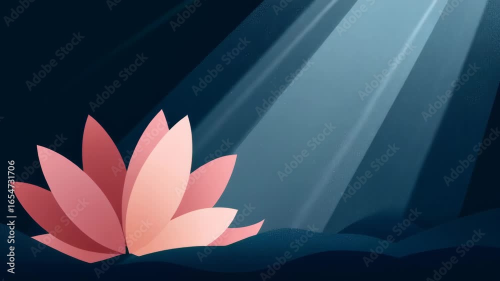 Poster elegant flat design of a lotus flower in a calm environment with soft lighting