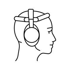 biofeedback headset personalized health line icon vector illustration