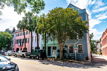 Obraz premium Rainbow Row in Charleston, South Carolina, USA