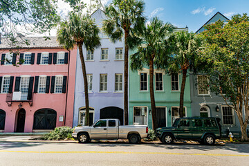 Fototapeta premium Rainbow Row - A Must See in Charleston, South Carolina